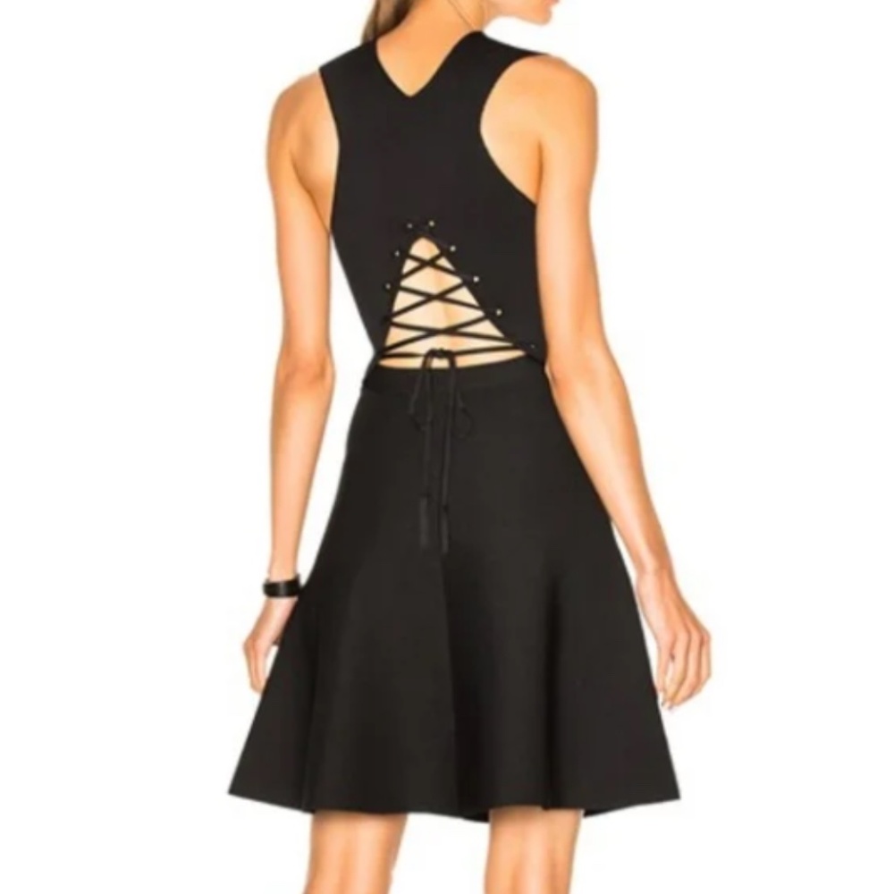 A.L.C. Este Lace Back Black Midi Dress M